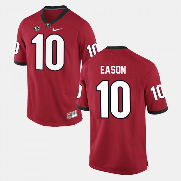 Men's #10 Jacob Eason Georgia Bulldogs College Football Jersey - Red